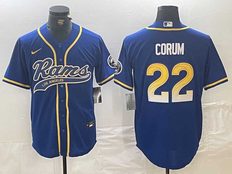 Men%27s Los Angeles Rams #22 Blake Corum Royal Cool Base Stitched Baseball Jersey->los angeles rams->NFL Jersey